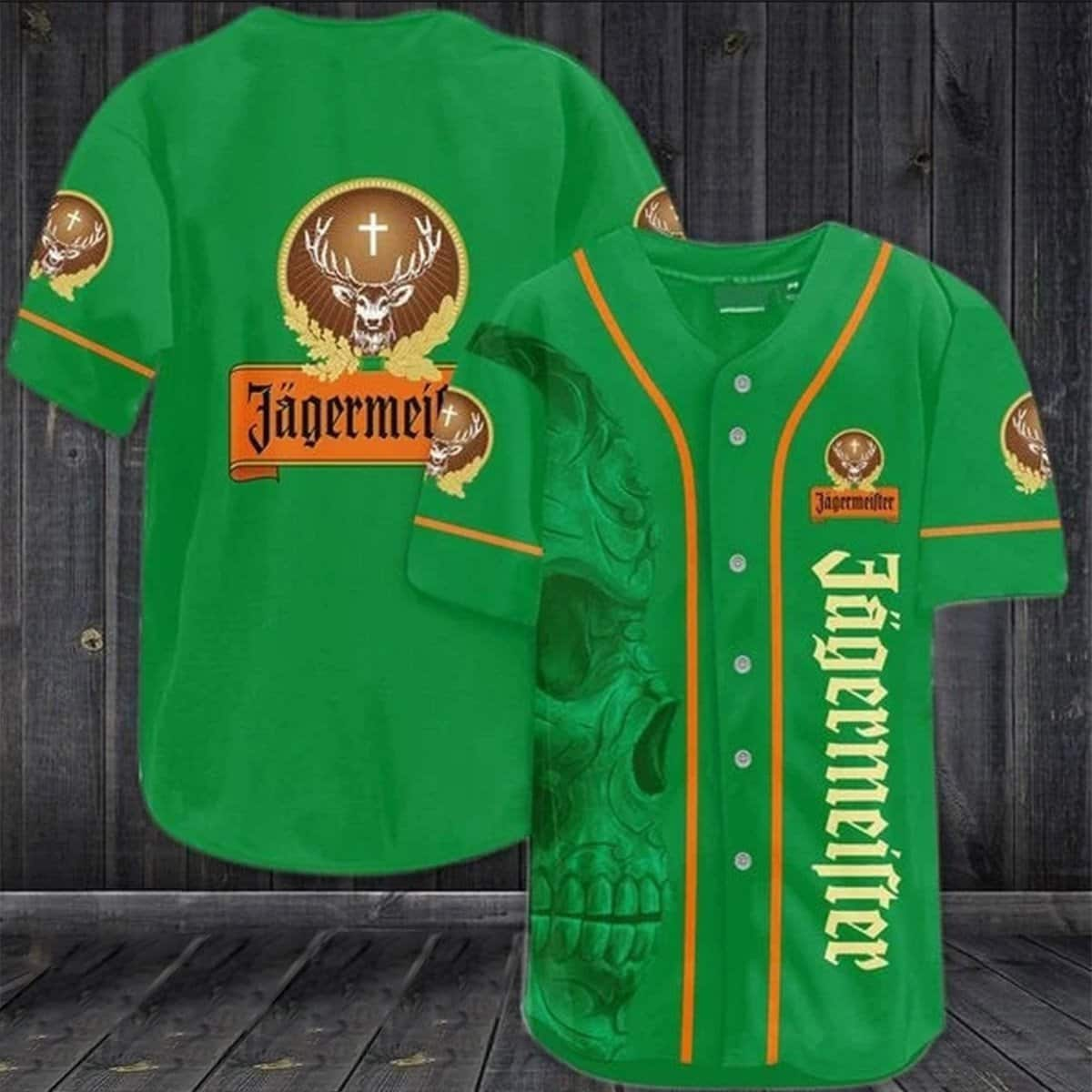 Vintage Green Skull Jagermeister Baseball Jersey Gift For Whiskey Lovers