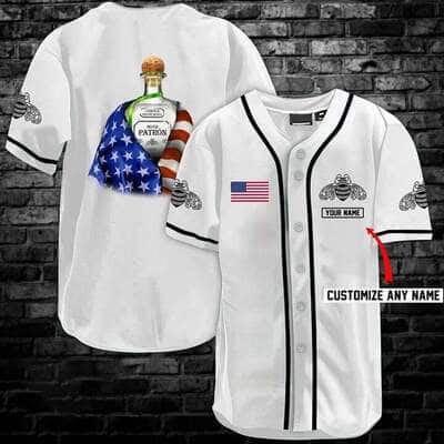 Vintage Patron Baseball Jersey USA Flag Customize Name