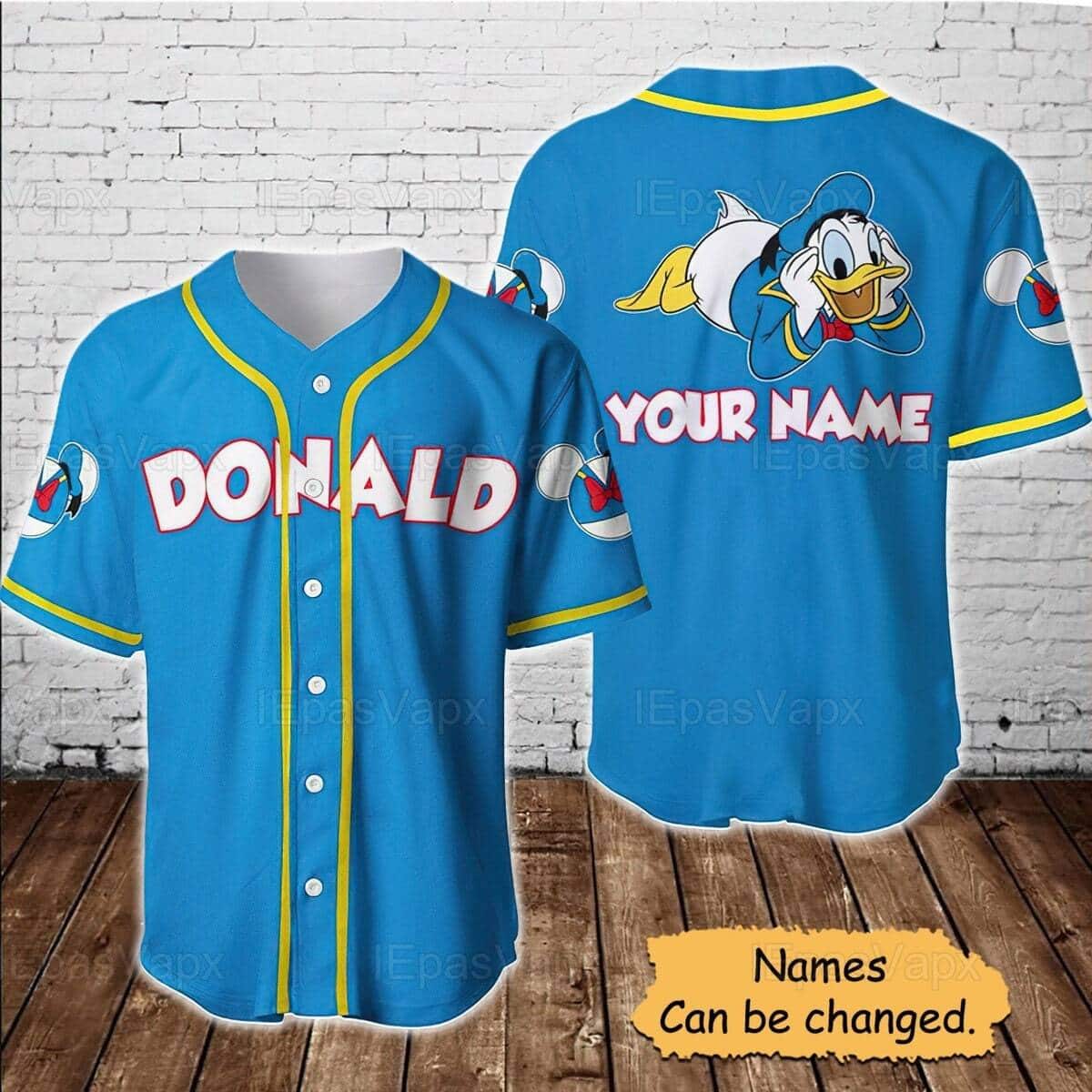 Donald Duck Baseball Jersey Custom Name Gift For Disney Lovers Donald Duck Baseball Jersey Custom Name Gift For Disney Lovers