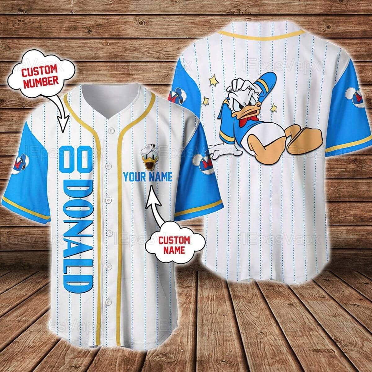Donald Duck Baseball Jersey Custom Name And Number Gift For Girlfriend Donald Duck Baseball Jersey Custom Name And Number Gift For Girlfriend