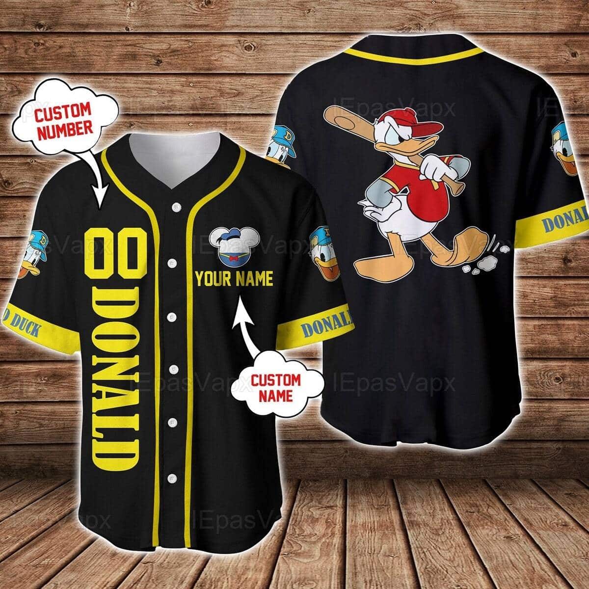 Donald Duck Baseball Jersey Custom Name And Number Gift For Disney Lovers Donald Duck Baseball Jersey Custom Name And Number Gift For Disney Lovers