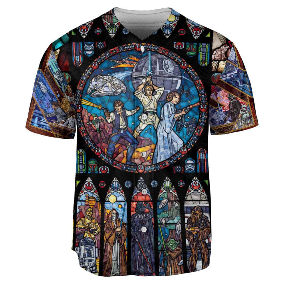 Star Wars Stained Glass Baseball Jersey Sports Gift For Him Star Wars Stained Glass Baseball Jersey Sports Gift For Him