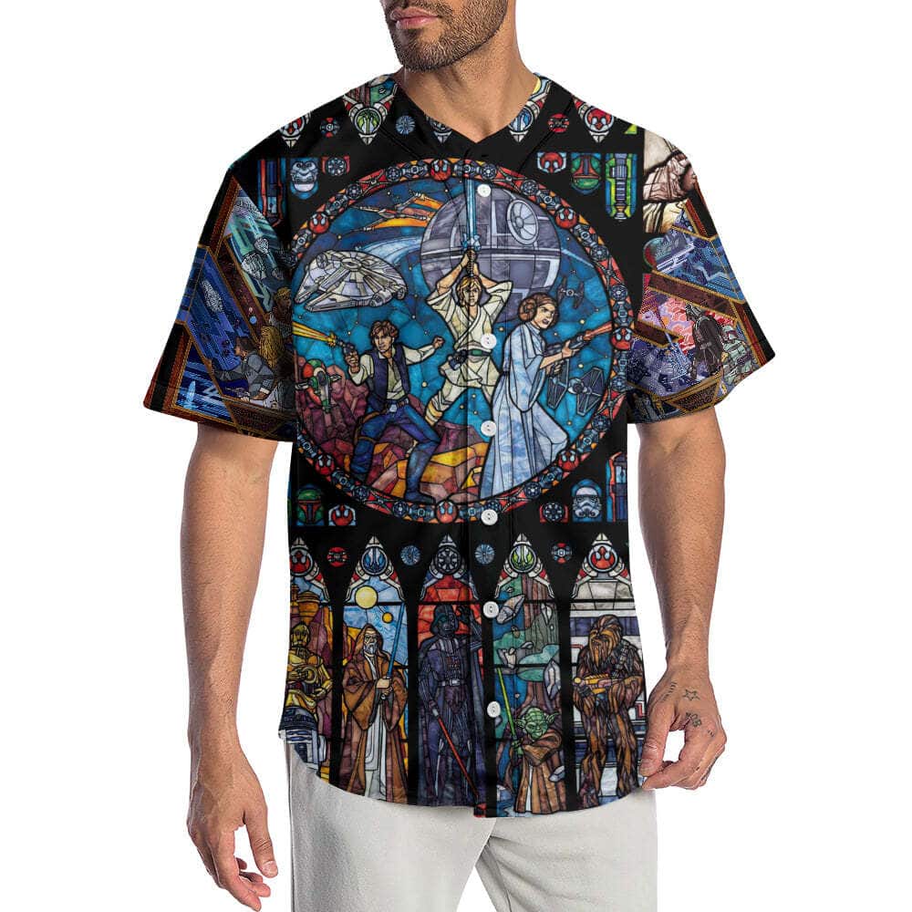 Star Wars Stained Glass Baseball Jersey Sports Gift For Him Star Wars Stained Glass Baseball Jersey Sports Gift For Him
