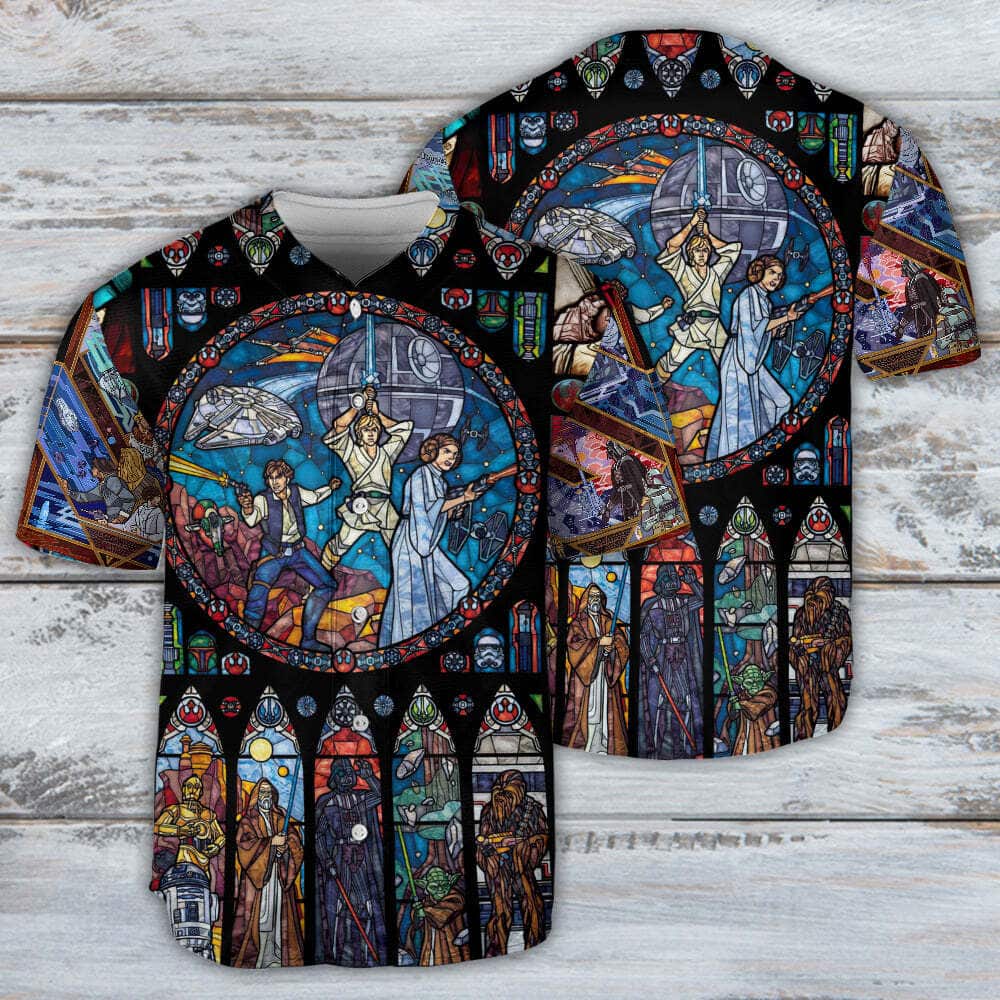 Star Wars Stained Glass Baseball Jersey Sports Gift For Him Star Wars Stained Glass Baseball Jersey Sports Gift For Him