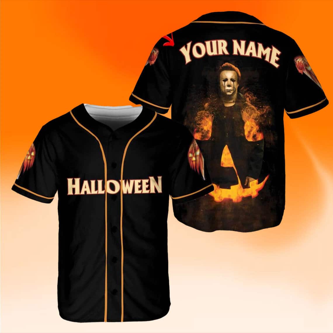Halloween Michael Myers Baseball Jersey Gift For Horror Film Lovers Custom Name Halloween Michael Myers Baseball Jersey Gift For Horror Film Lovers Custom Name