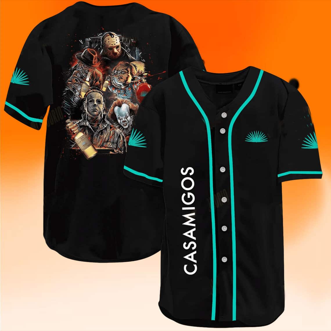 Casamigos Jason Voorhees Freddy Krueger Chucky IT Michael Myers Baseball Jersey Casamigos Jason Voorhees Freddy Krueger Chucky IT Michael Myers Baseball Jersey