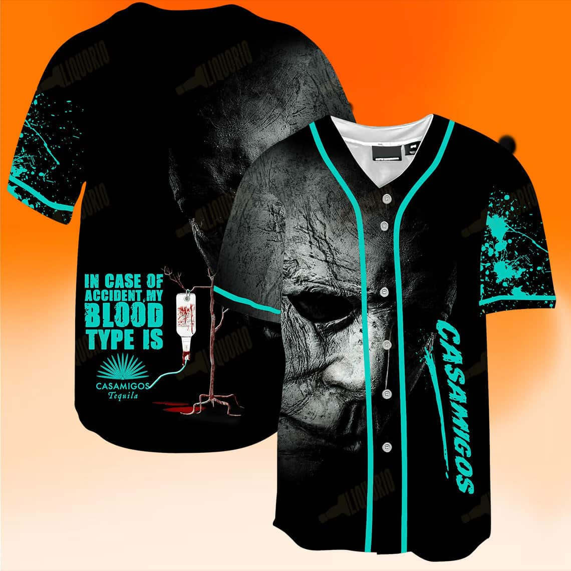 Michael Myers In Case Of Accident My Blood Type Is Casamigos Tequila Baseball Jersey