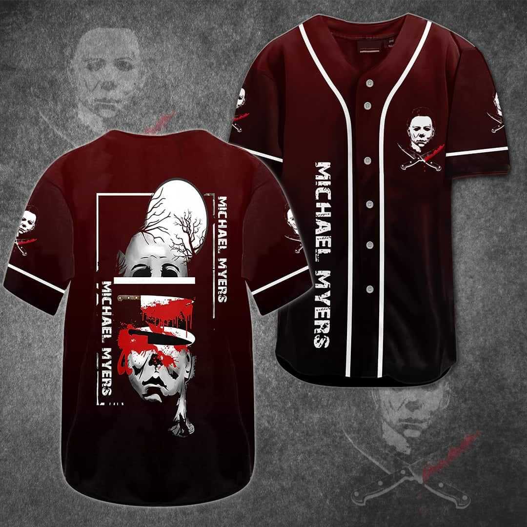 Halloween Michael Myers Baseball Jersey Gift for Horror Movie Fans