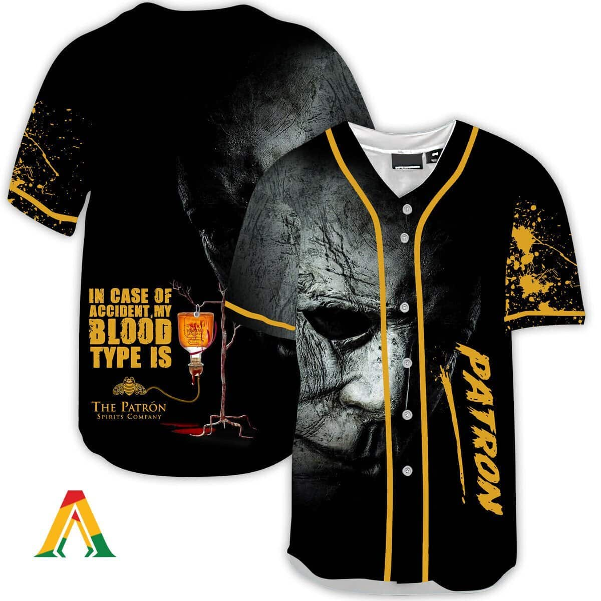 Halloween Horror Michael Myers In Case Of Accident My Blood Type Is Patron Baseball Jersey