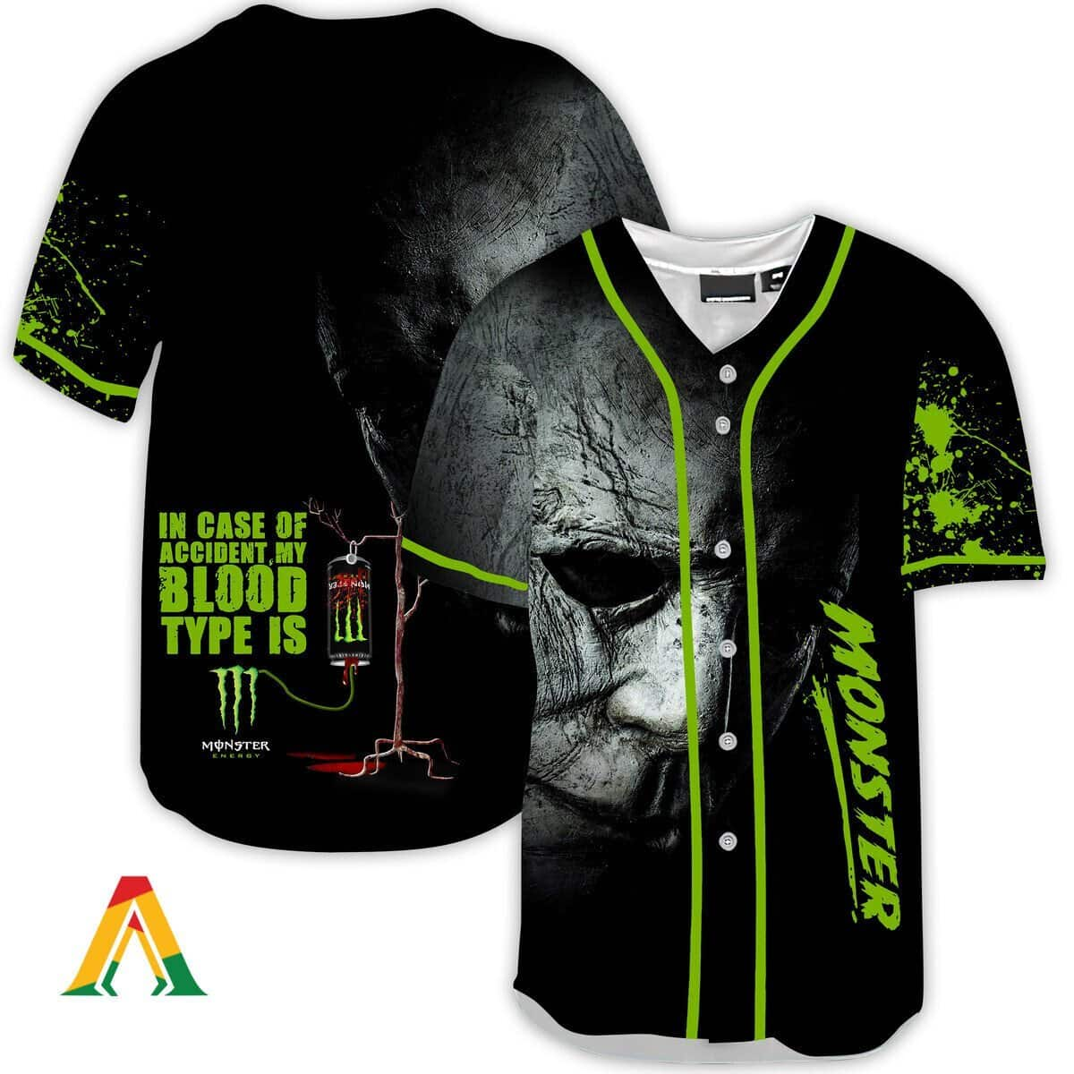 Halloween Horror Michael Myers In Case Of Accident My Blood Type Is Monster Energy Baseball Jersey