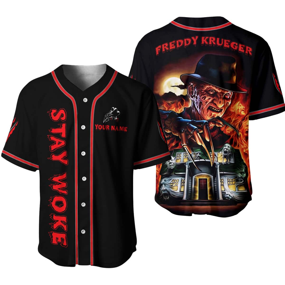 Personalized Name Freddy Krueger Baseball Jersey Gift For Horror Movie Fans Personalized Name Freddy Krueger Baseball Jersey Gift For Horror Movie Fans