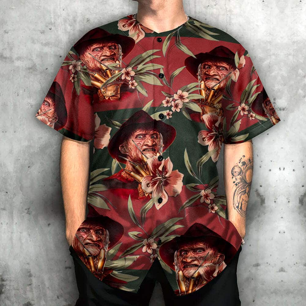 Halloween Freddy Krueger Baseball Jersey Gift For Horror Movie Fans Halloween Freddy Krueger Baseball Jersey Gift For Horror Movie Fans