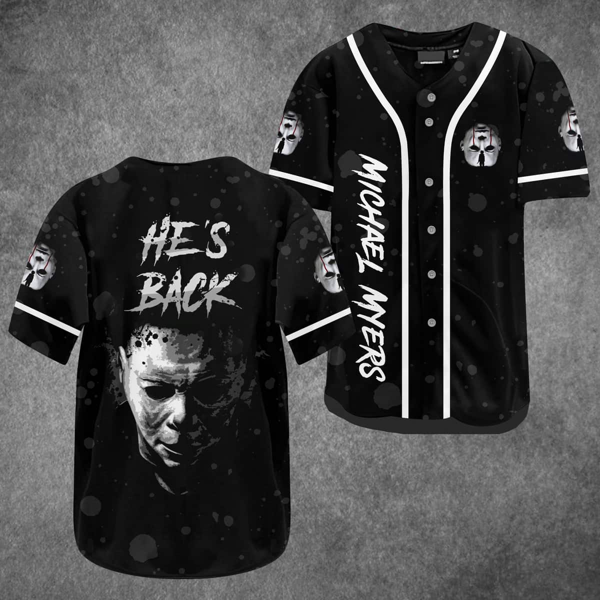 Michael Myers Baseball Jersey He's Back Gift For Halloween Movie Fans