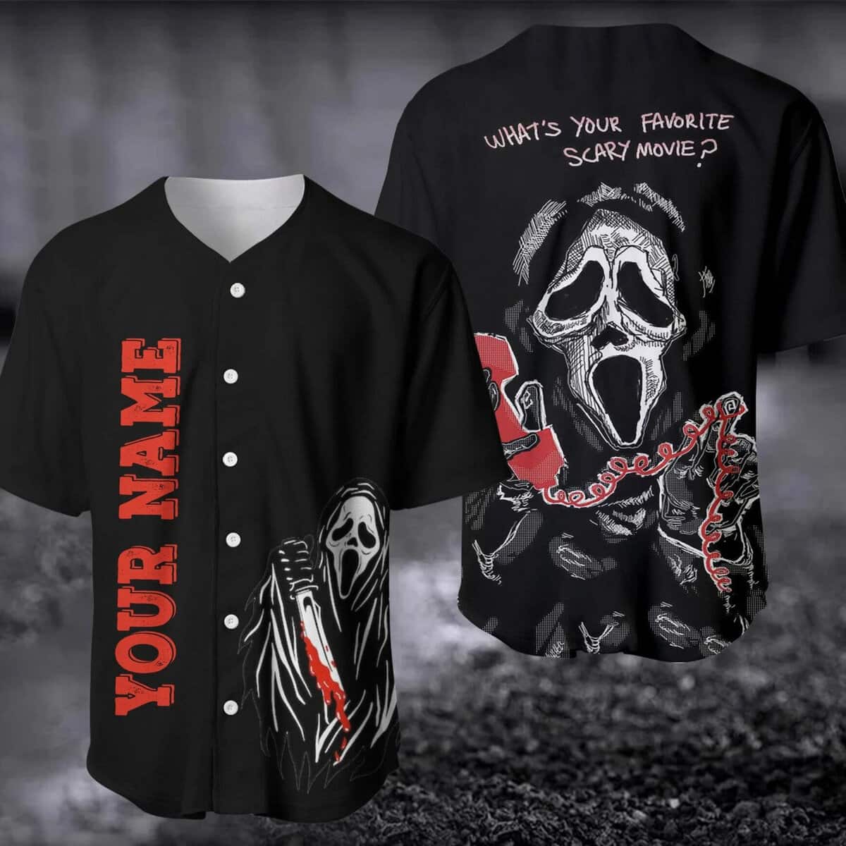 Halloween Ghostface Baseball Jersey Scream Horror Movie Gift Halloween Ghostface Baseball Jersey Scream Horror Movie Gift