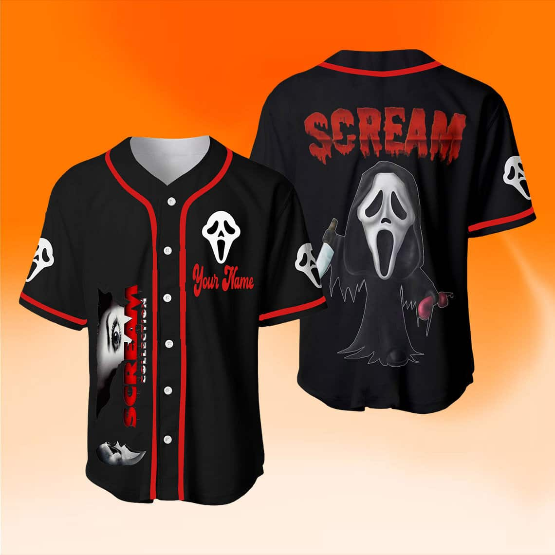 Ghostface Baseball Jersey Scream Customize Name Gift for Horror Movie Fans