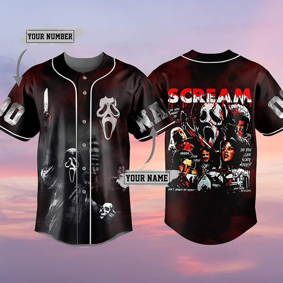 Ghostface Baseball Jersey Customize Name And Number Scream Do You Like Scary Movies