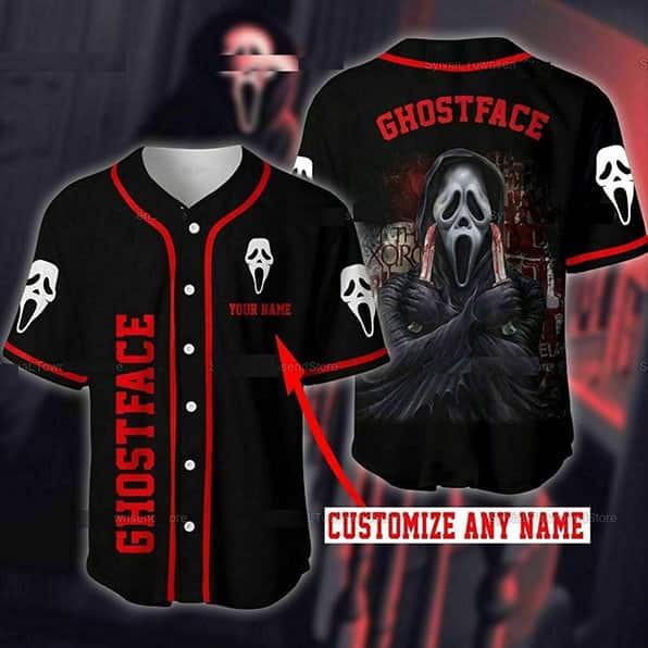Ghostface Baseball Jersey Customize Name Gift for Horror Movie Lovers Ghostface Baseball Jersey Customize Name Gift for Horror Movie Lovers