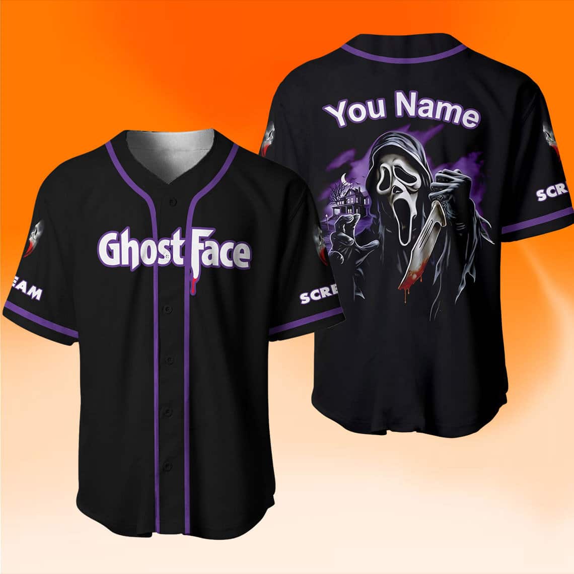 Ghostface Baseball Jersey Custom Name Halloween Gift For Him Ghostface Baseball Jersey Custom Name Halloween Gift For Him
