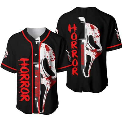 Retro Ghostface Baseball Jersey Scream Gift for Horror Movie Lovers Retro Ghostface Baseball Jersey Scream Gift for Horror Movie Lovers