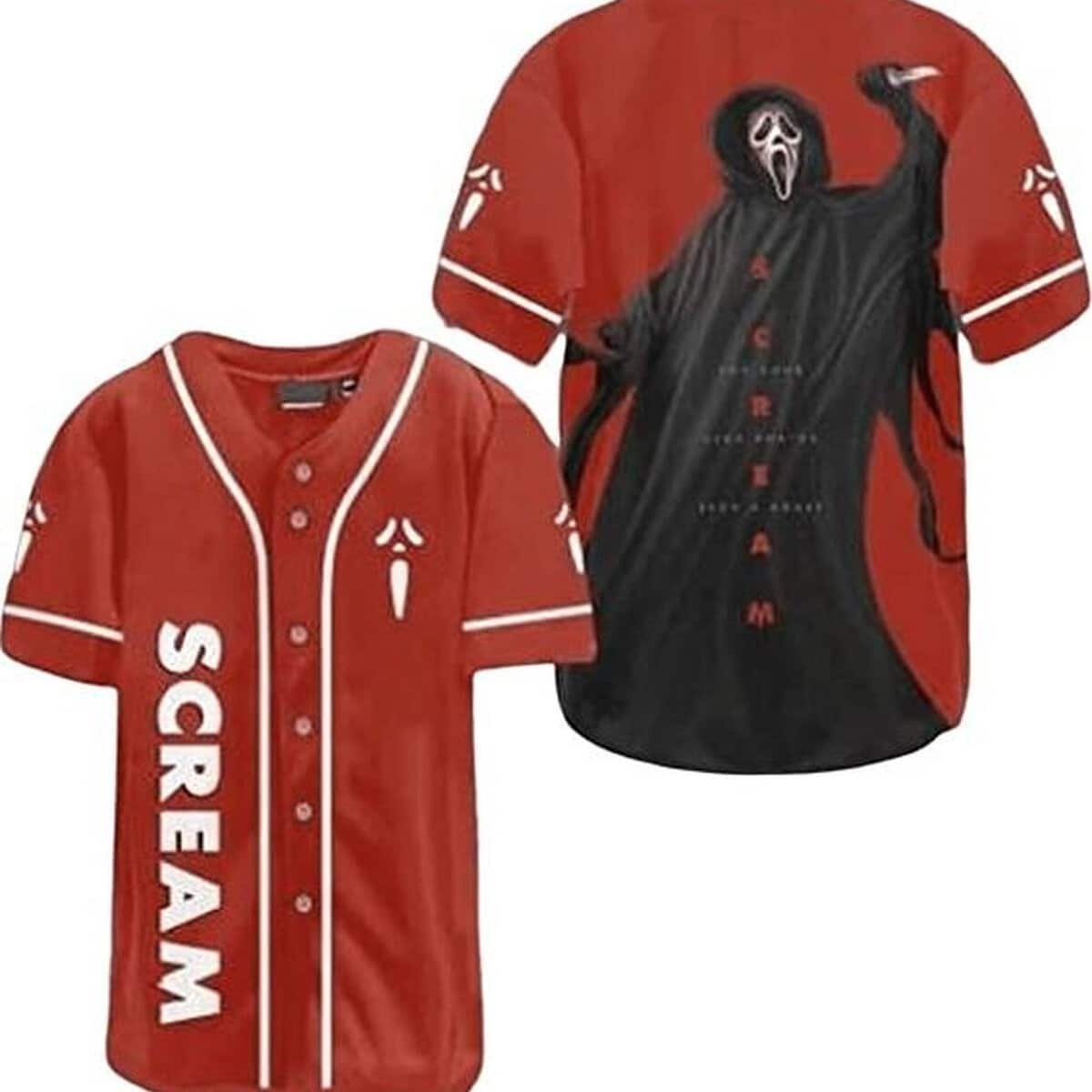 Halloween Ghostface Baseball Jersey Scream Gift for Horror Movie Fans