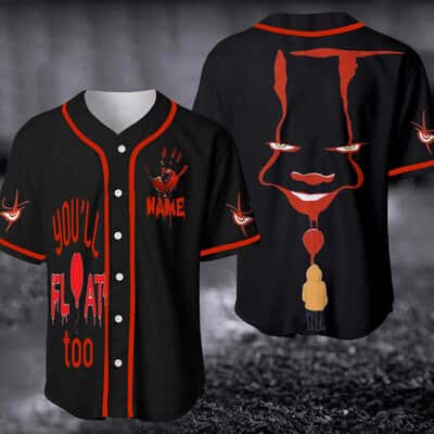 Pennywise Baseball Jersey You'll Float Too Custom Name Gift for Horror Movie Fans