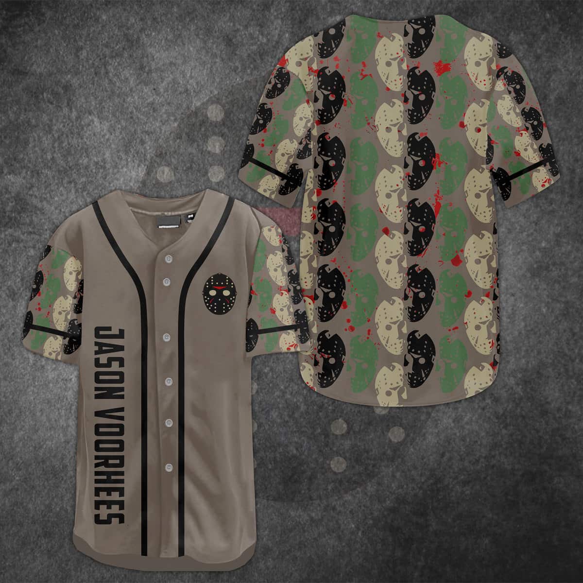 Halloween Jason Voorhees Baseball Jersey Gift for Horror Movie Lovers Halloween Jason Voorhees Baseball Jersey Gift for Horror Movie Lovers