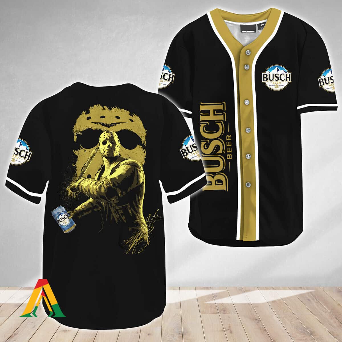 Halloween Jason Voorhees Baseball Jersey Friday The 13th Busch Beer Halloween Jason Voorhees Baseball Jersey Friday The 13th Busch Beer