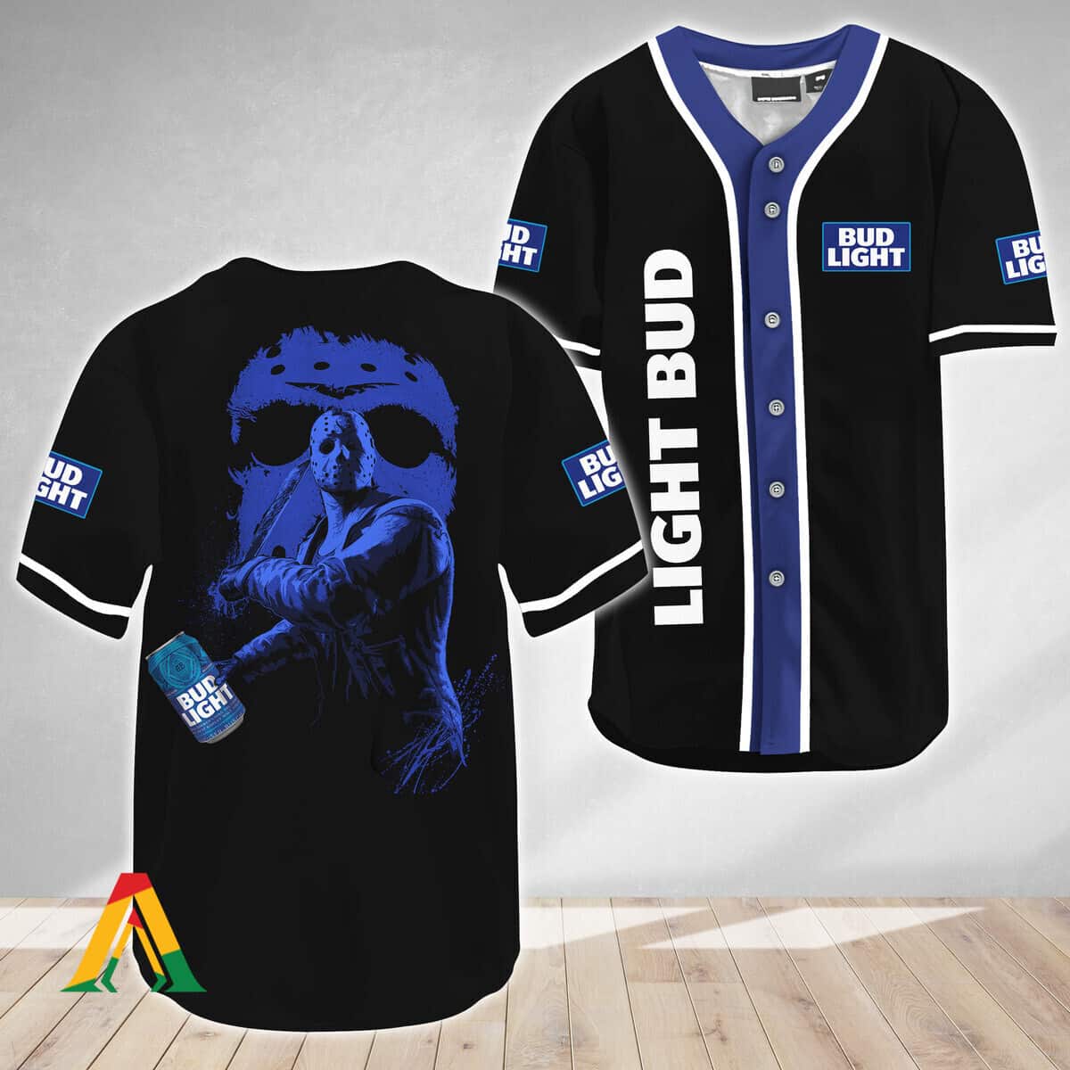 Halloween Jason Voorhees Baseball Jersey Friday The 13th Bud Light Beer Halloween Jason Voorhees Baseball Jersey Friday The 13th Bud Light Beer