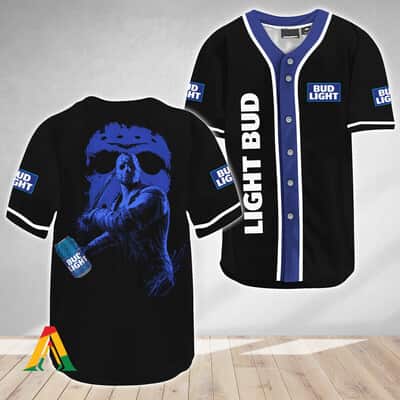 Halloween Jason Voorhees Baseball Jersey Friday The 13th Bud Light Beer