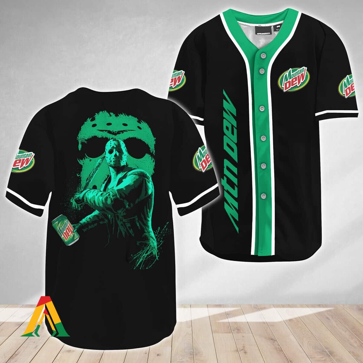 Halloween Jason Voorhees Baseball Jersey Friday The 13th Mountain Dew Beer