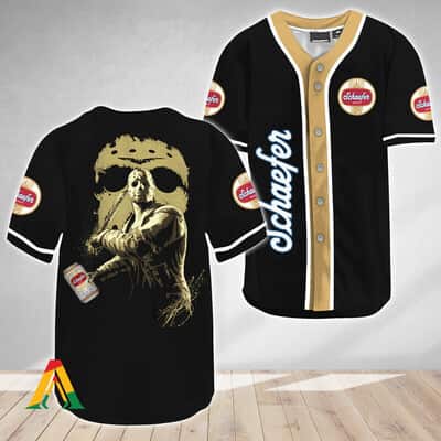 Jason Voorhees Baseball Jersey Friday The 13th Schaefer Beer