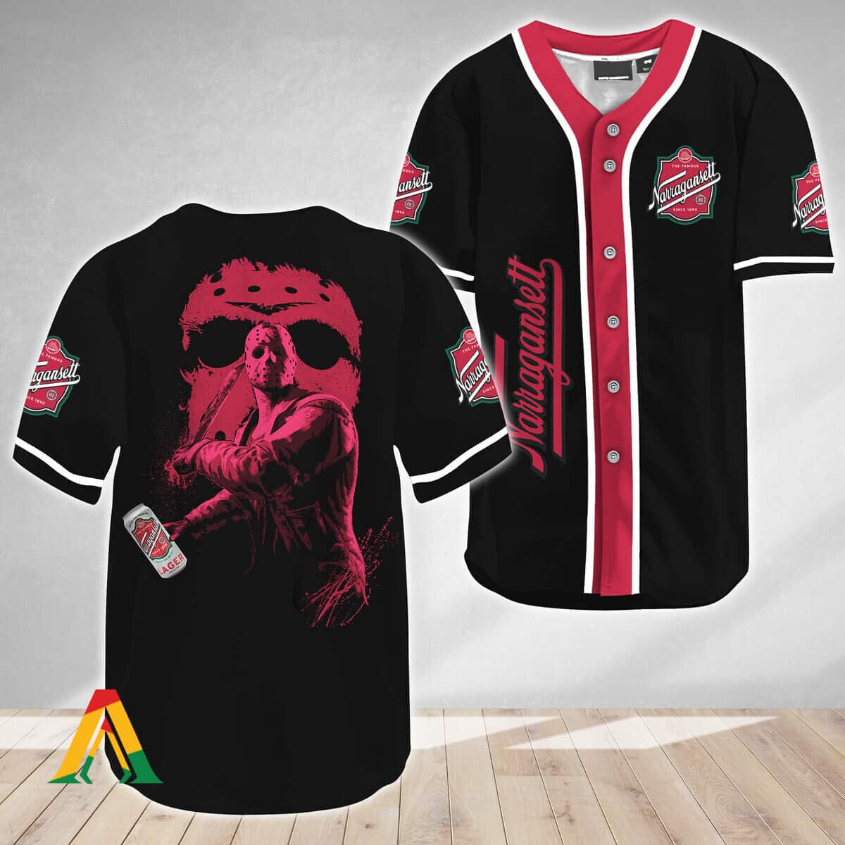 Halloween Jason Voorhees Baseball Jersey Friday The 13th Narragansett Beer Halloween Jason Voorhees Baseball Jersey Friday The 13th Narragansett Beer