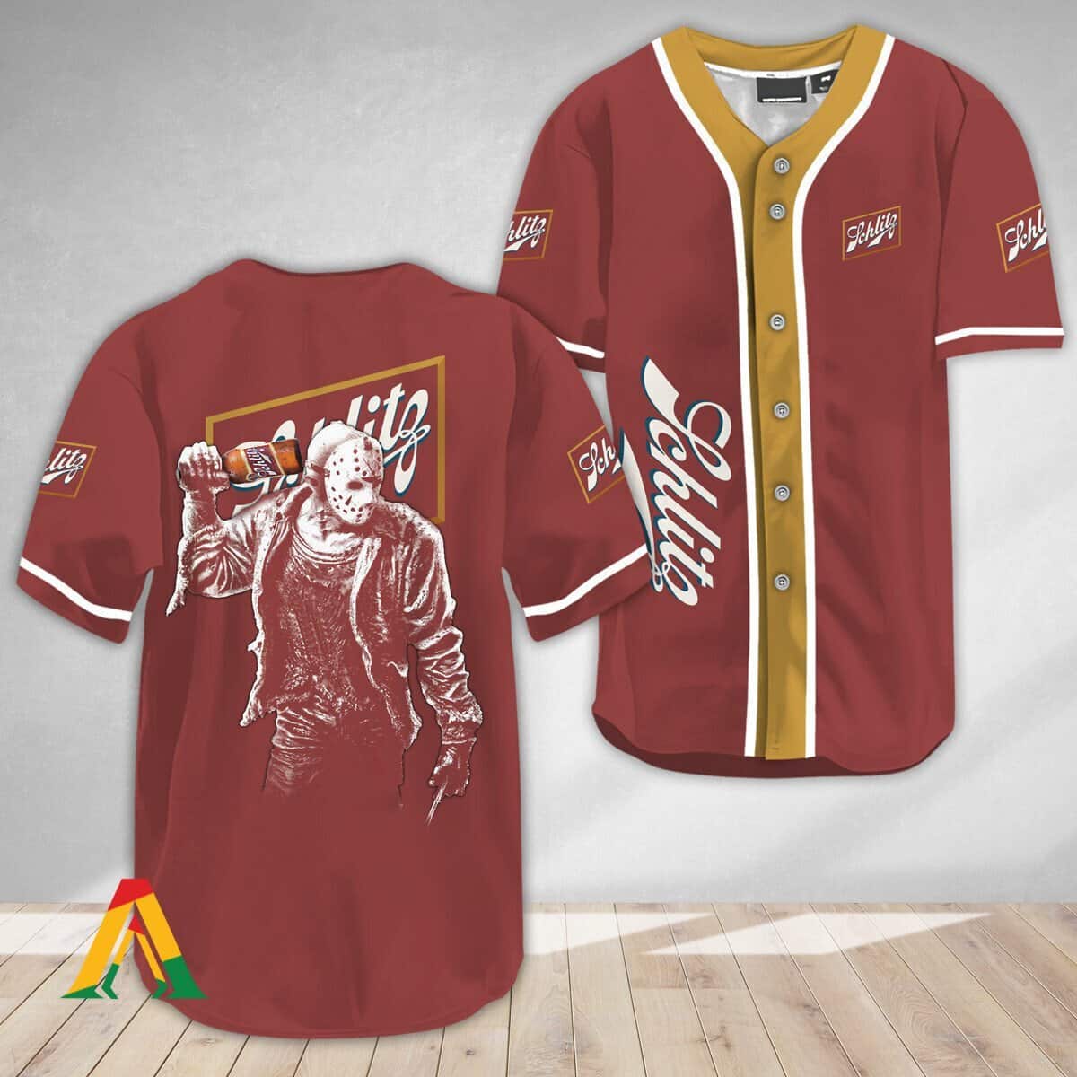 Horror Jason Voorhees Baseball Jersey Schlitz Beer Gift for Horror Movie Lovers Horror Jason Voorhees Baseball Jersey Schlitz Beer Gift for Horror Movie Lovers