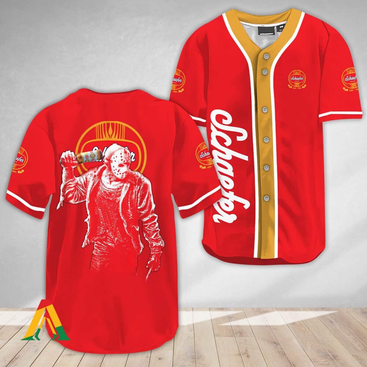 Jason Voorhees Baseball Jersey Schaefer Beer Gift for Horror Movie Fans Jason Voorhees Baseball Jersey Schaefer Beer Gift for Horror Movie Fans