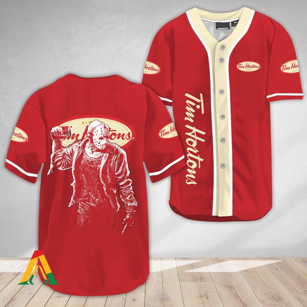 Jason Voorhees Baseball Jersey Tim Hortons Gift for Horror Movie Lovers Jason Voorhees Baseball Jersey Tim Hortons Gift for Horror Movie Lovers