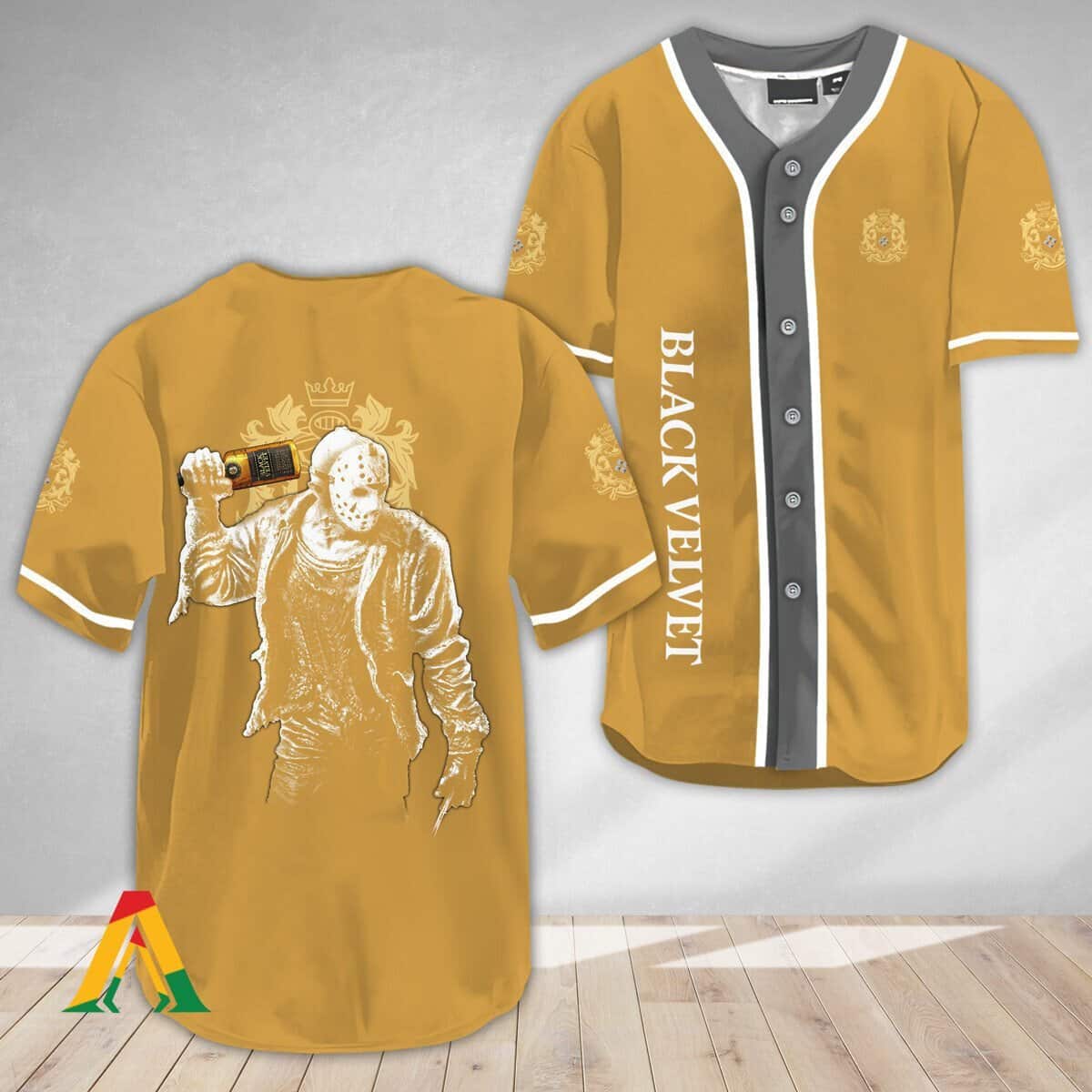 Jason Voorhees Baseball Jersey Black Velvet Whisky Friday The 13th Halloween Gift Jason Voorhees Baseball Jersey Black Velvet Whisky Friday The 13th Halloween Gift