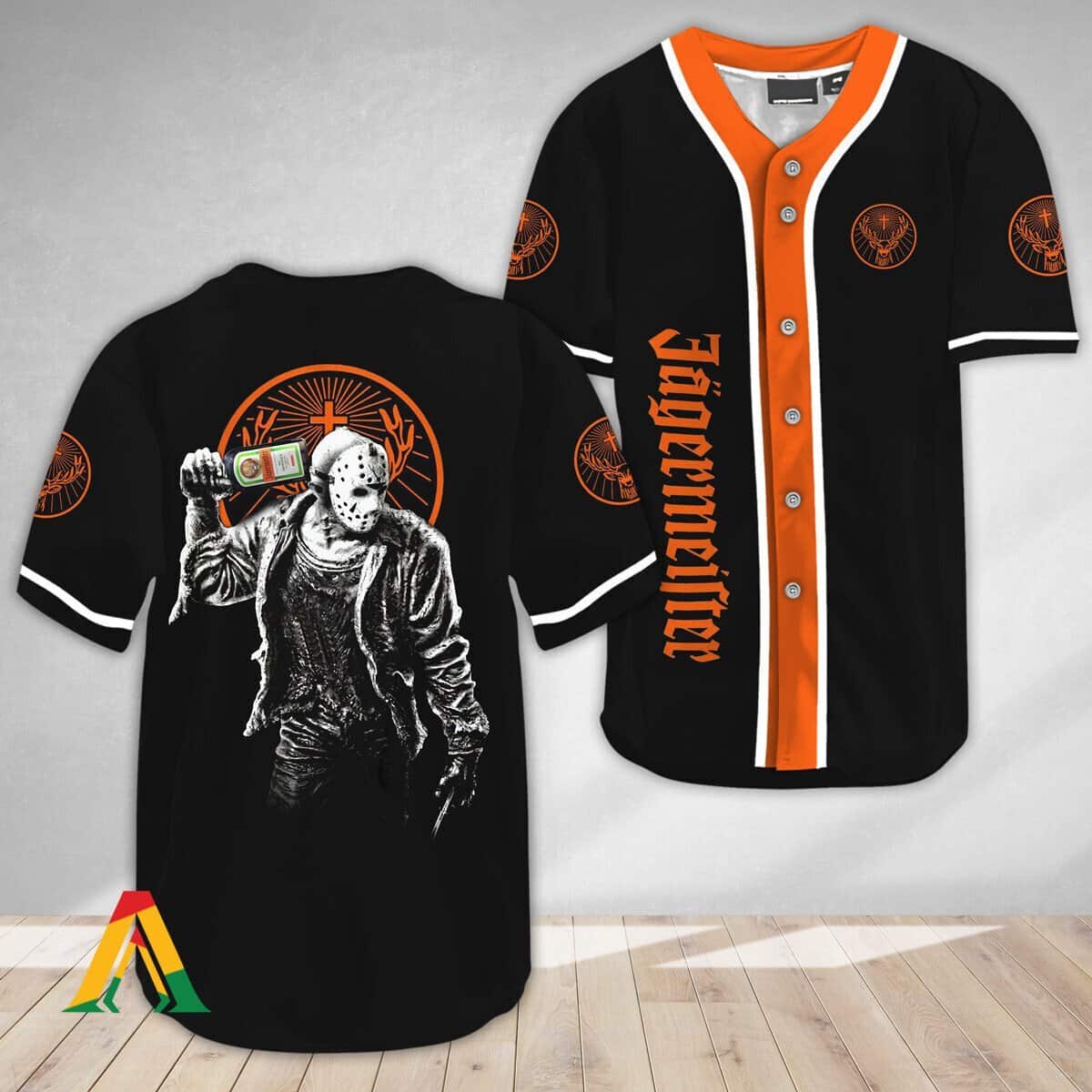 Halloween Jason Voorhees Baseball Jersey Jagermeister Gift for Horror Movie Fans Halloween Jason Voorhees Baseball Jersey Jagermeister Gift for Horror Movie Fans
