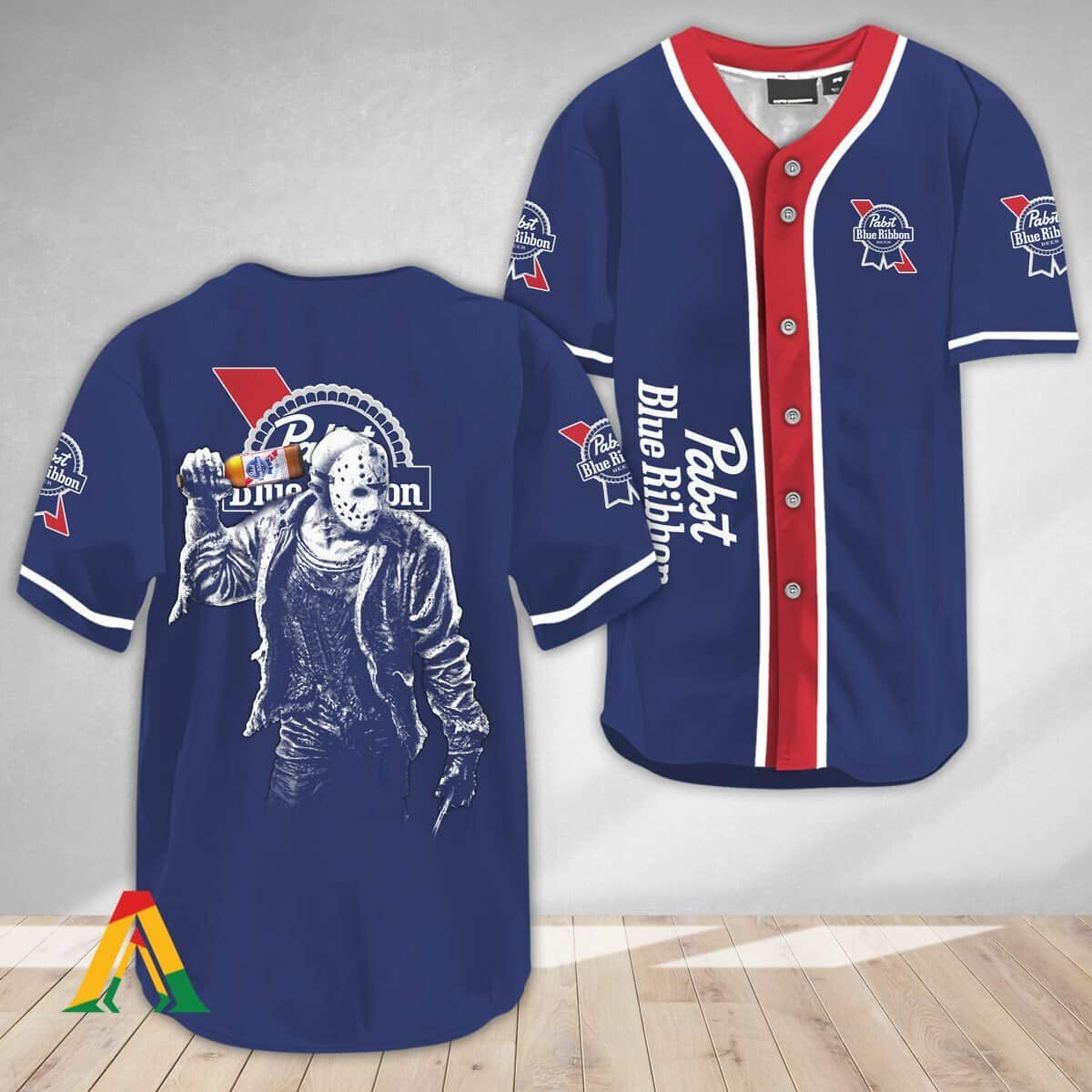 Jason Voorhees Baseball Jersey Pabst Blue Ribbon Horror Movie Gift