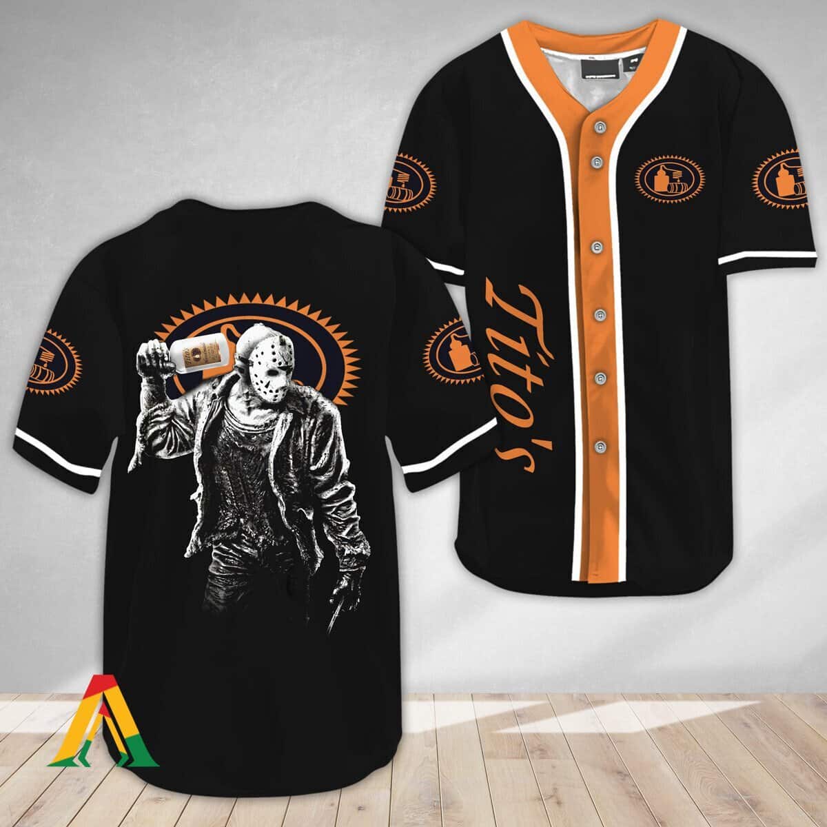 Halloween Jason Voorhees Baseball Jersey Tito’s Vodka Gift for Horror Movie Fans Halloween Jason Voorhees Baseball Jersey Tito’s Vodka Gift for Horror Movie Fans