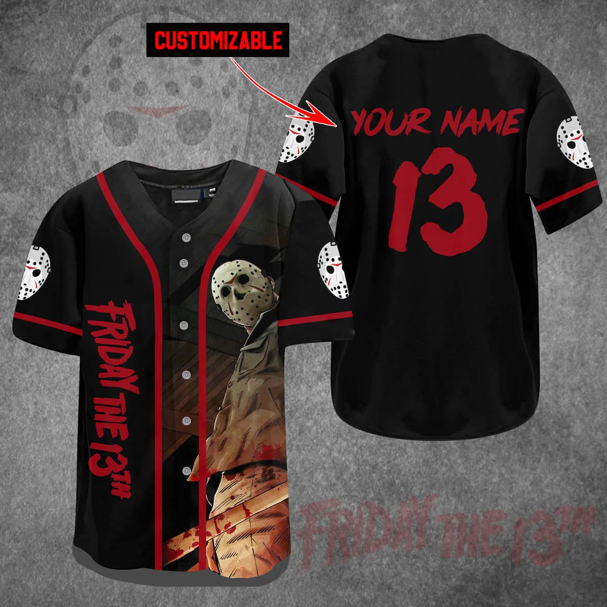Halloween Jason Voorhees Baseball Jersey Friday The 13th Custom Name Halloween Jason Voorhees Baseball Jersey Friday The 13th Custom Name