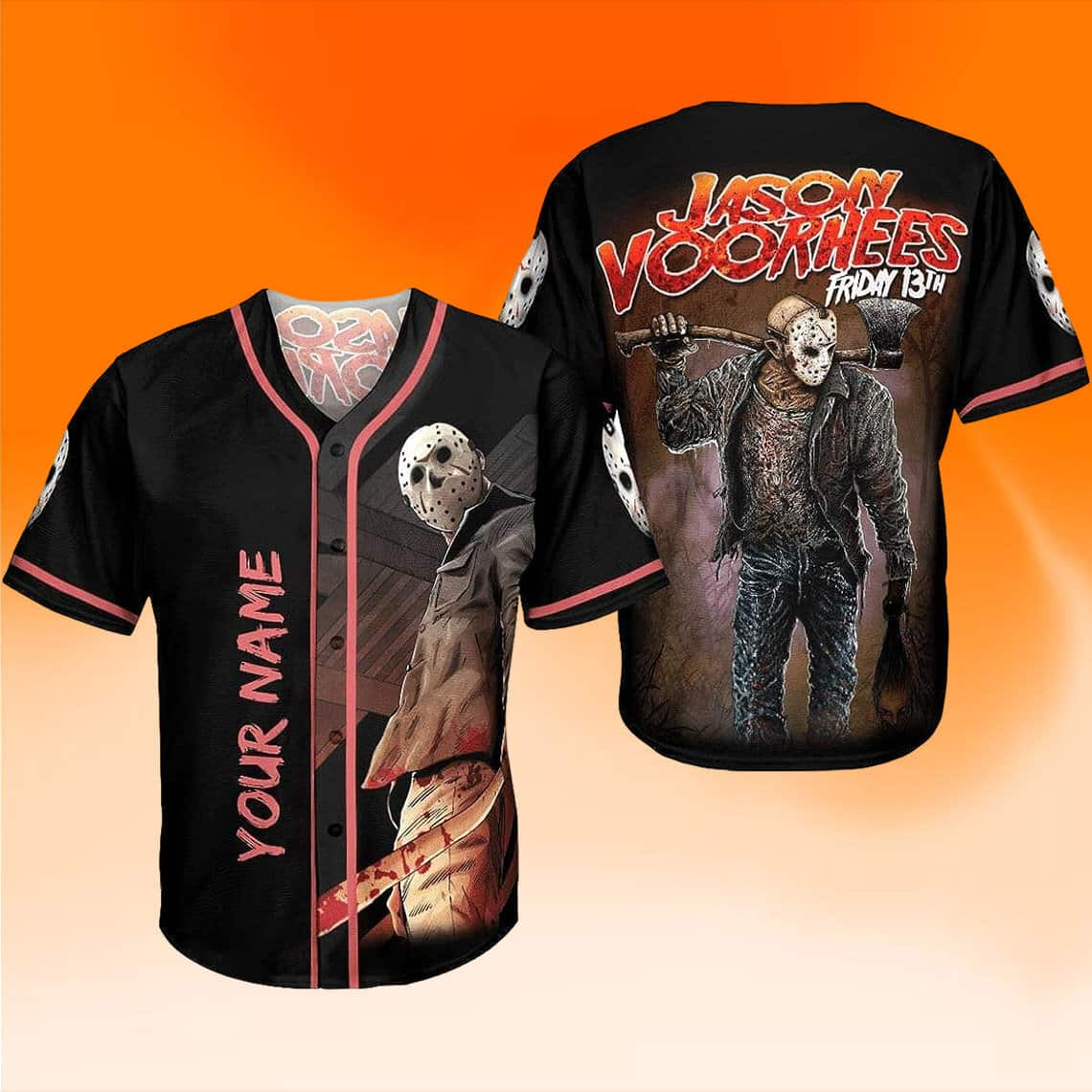 Jason Voorhees Baseball Jersey Friday The 13th Halloween Gift Custom Name