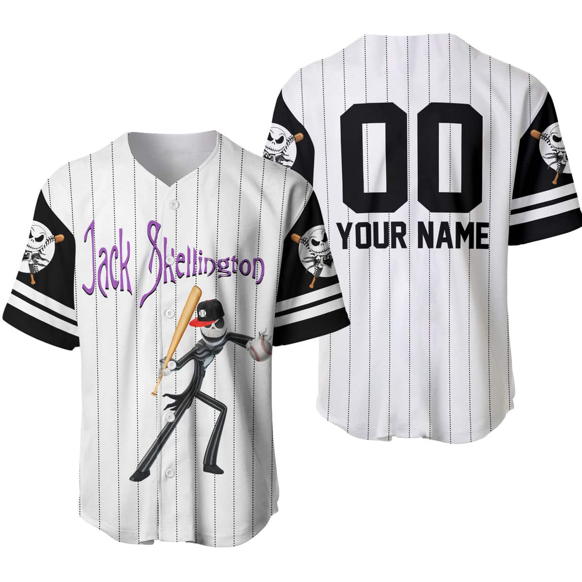Funny Jack Skellington Baseball Jersey Pumpkin King Of Halloween Town Custom Name Funny Jack Skellington Baseball Jersey Pumpkin King Of Halloween Town Custom Name