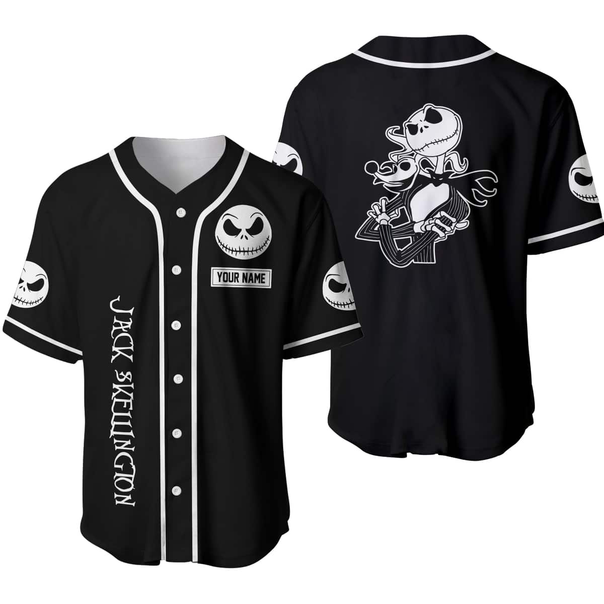 Personalized Jack Skellington Baseball Jersey Custom Name Gift For Best Friend Personalized Jack Skellington Baseball Jersey Custom Name Gift For Best Friend