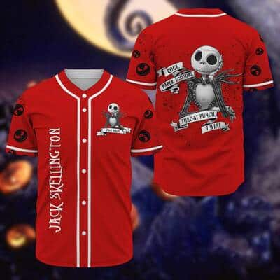 Jack Skellington Baseball Jersey Rock Paper Scissors Throat Punch I Win Custom Name