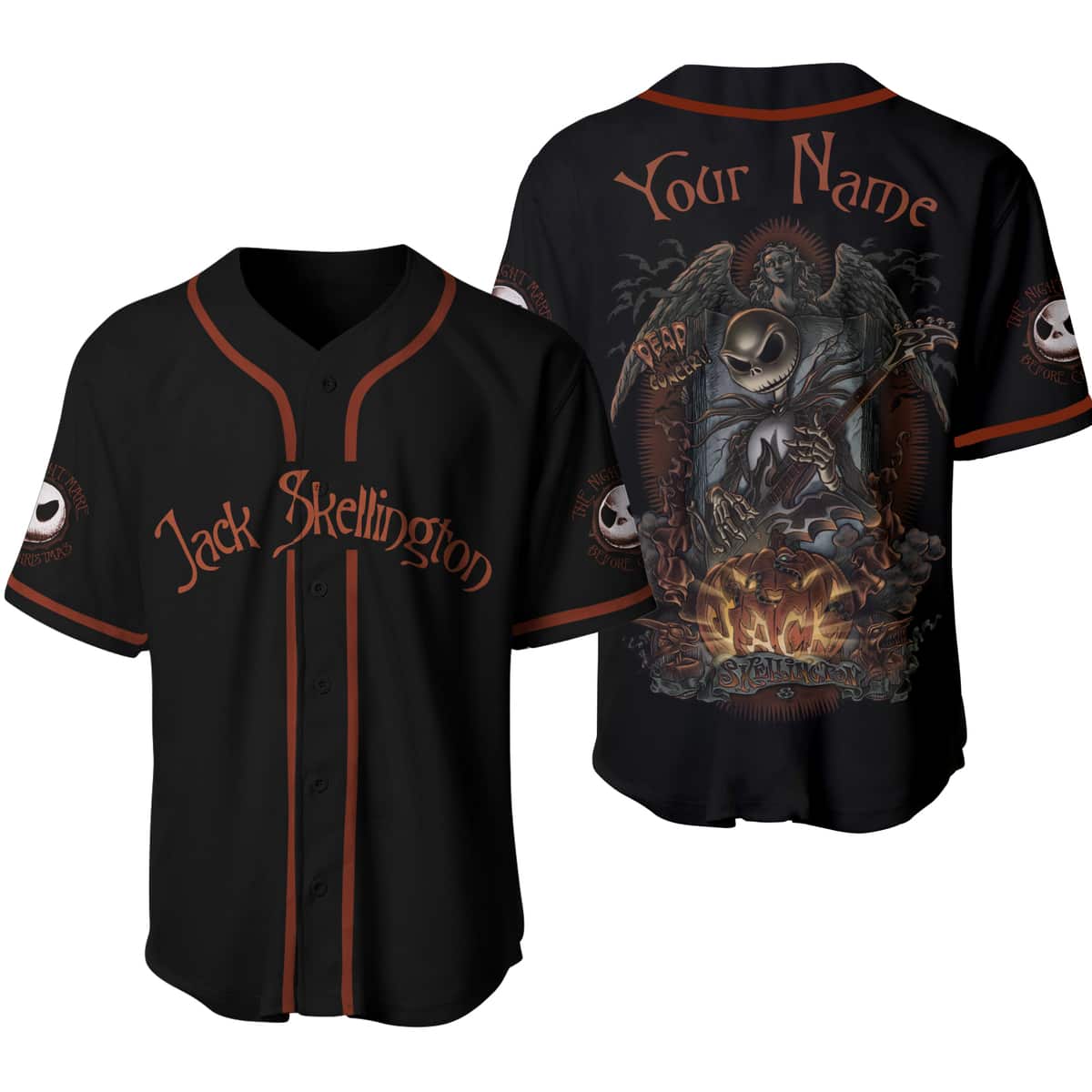 Halloween Jack Skellington Baseball Jersey Custom Name Gift For Him Halloween Jack Skellington Baseball Jersey Custom Name Gift For Him