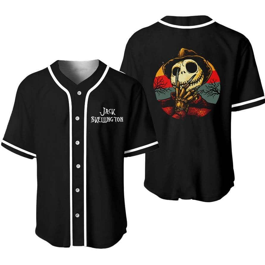 Freddy Krueger Jack Skellington Baseball Jersey Gift for Horror Movie Lovers Freddy Krueger Jack Skellington Baseball Jersey Gift for Horror Movie Lovers