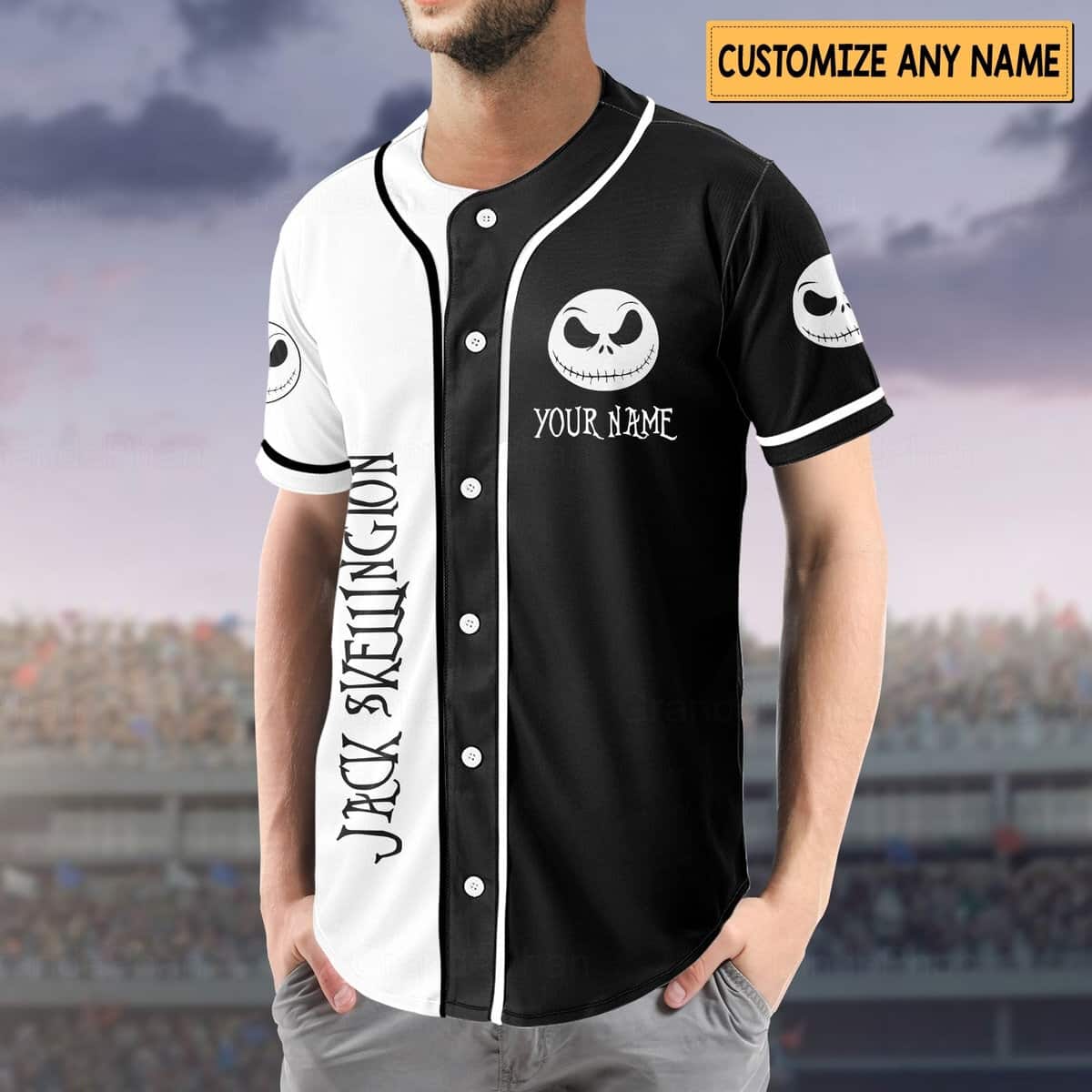 Jack Skellington Baseball Jersey Custom Name The Nightmare Before Christmas Jack Skellington Baseball Jersey Custom Name The Nightmare Before Christmas