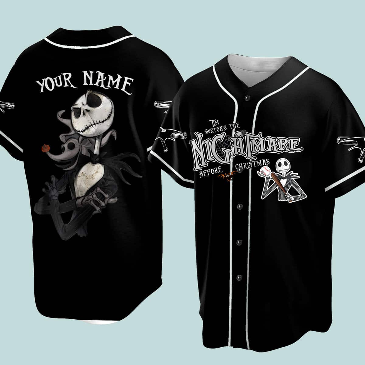 Jack Skelllington Baseball Jersey Tim Burton's The Nightmare Before Christmas Custom Name Jack Skelllington Baseball Jersey Tim Burton's The Nightmare Before Christmas Custom Name