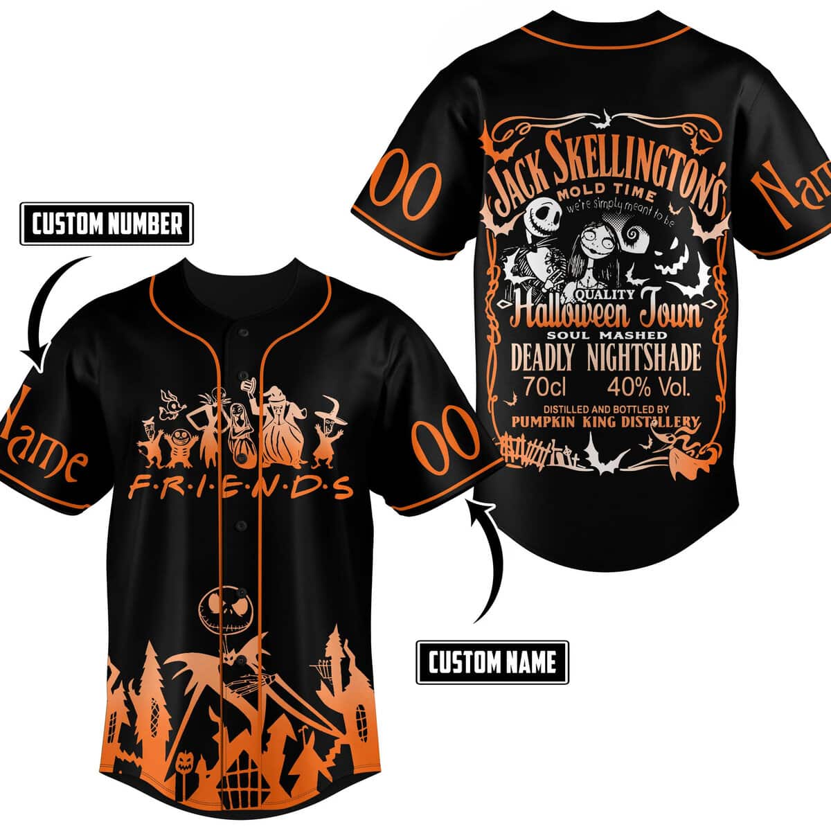 Jack Skellington Baseball Jersey Pumpkin King Of Halloween Town Custom Name And Number Jack Skellington Baseball Jersey Pumpkin King Of Halloween Town Custom Name And Number