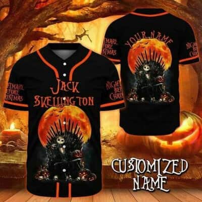 Nightmare Before Christmas Jack Skellington Baseball Jersey Halloween Gift Custom Name